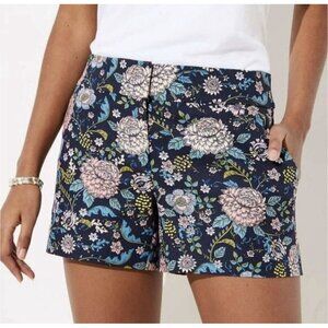 NWT Ann Taylor LOFT Floral Print Riviera Shorts Size 6 Navy Blue